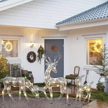 Família De Alces Natal Com Três Decorações Natal Jardim Led - Imagem 5