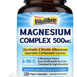 Complexo De Magnésio 500mg, 6 Em 1 Glicinato De Magnésio Que