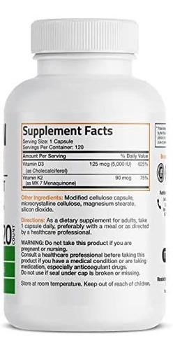 Bronson Vitamina K2 (mk7) Com Suplemento D3 Fórmula Non-gmo - Imagem 2