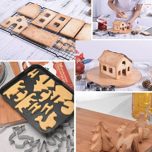 Cortador Biscoito Natal Casa 3d Moldes Cortadores Inox Pasta - Imagem 8