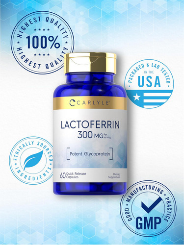 Suplemento De Lactoferrina Carlyle | 300mg | 60 Cápsulas | N - Imagem 5