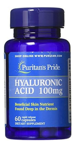 Cápsulas De Ácido Hialurônico Puritans Pride 100 Mg, 60 Con