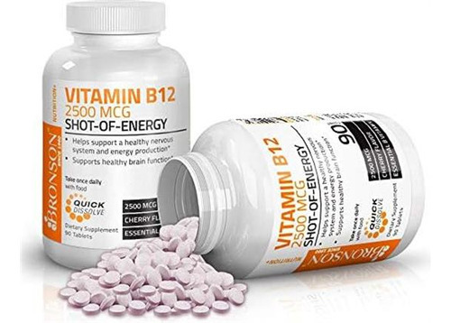 Vitamina B-12 Marca Bronson, 2500 Mcg, 90 Comprimidos - Imagem 6