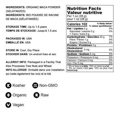 Comida Para Viver Maca Orgânica Em Pó, 1 Libra-gelatinizada, - Imagem 4