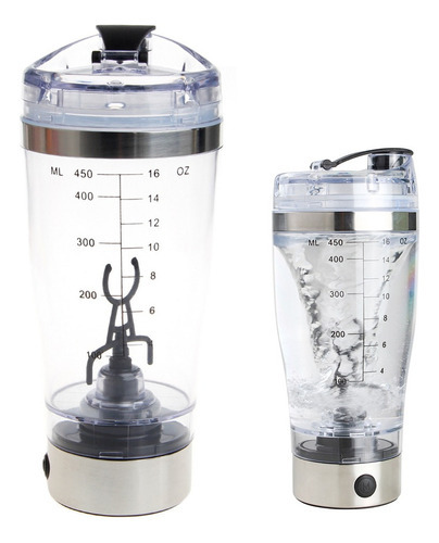 450ml Bpa Protein Shaker Garrafa De Água Elétrica Mistura Au - Imagem 2