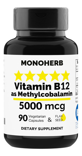 Vitamina B-12 Marca Monoherb, 5000 Mcg, 90 Comprimidos