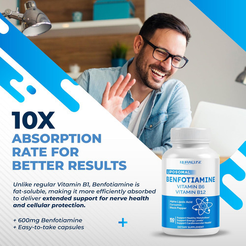 Nurafuse Benfotiamina Lipossomal 600mg Com Vitamina B6, Vita - Imagem 5