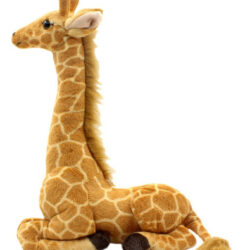 Wnn Girafa Realista Deitado 50cm - Pelúcia Cor Laranja