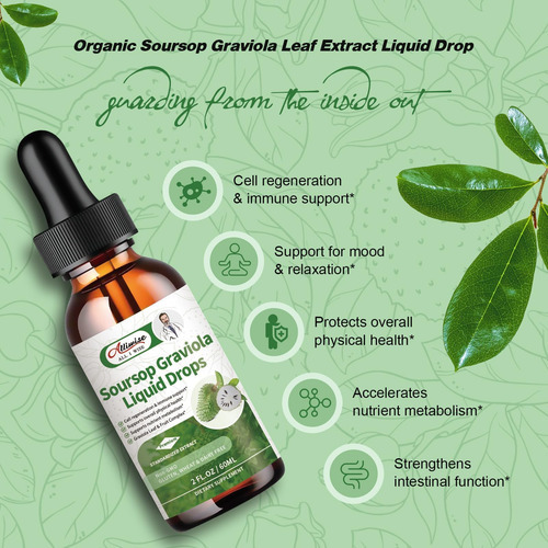 Alliwise Soursop Graviola Extrato De Folha De Queda De Líqui - Imagem 3
