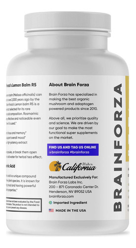 Cápsulas De Extrato De Erva-cidreira Brain Forza R5 - Extrat