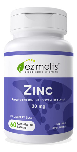 Suplemento Ez Melts Zinc 30 Mg Sublingual Vegan 60 Comprimid