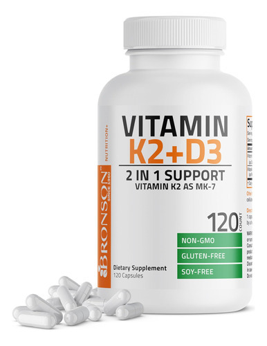 Bronson Vitamina K2 (mk7) Com Suplemento D3 Fórmula Non-gmo