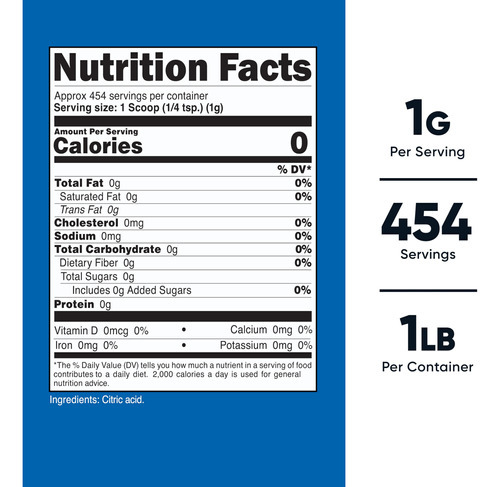 Ácido Cítrico Em Pó Nutricost 454g - 1g/porção Não Transgêni - Imagem 3