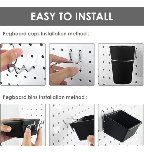 6 Conjuntos De Caixas Pegboard, Copos Pegboard Com Ganchos, - Imagem 8