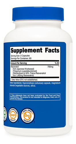 Nutricost Resveratrol 700mg, 120 Cápsulas - Vegano, Sem Glút - Imagem 5