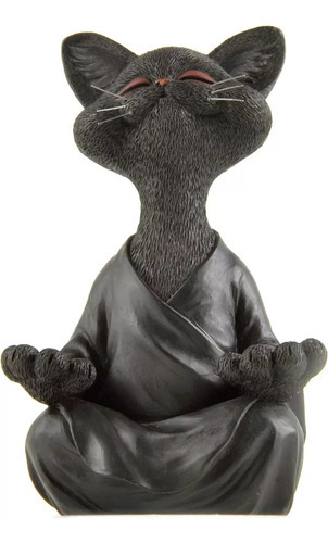 Estátua De Gato Meditando Para Ioga, Estatueta De Gato Zen,