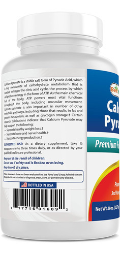 Pó De Piruvato De Cálcio Best Naturals 8 Oz (8 Oz (pacote Co - Imagem 6