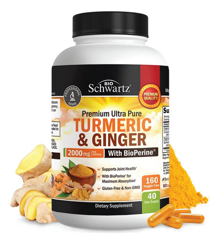Suplemento De Cúrcuma E Gengibre Com Bioperine - 2.000 Mg De