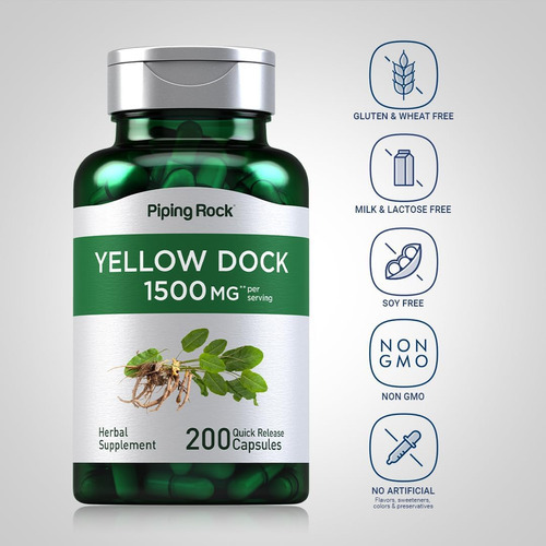Raiz De Doca Amarela Piping Rock 1500mg | 200 Cápsulas | Sup - Imagem 2