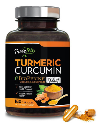 Curcumina De Cúrcuma Com Bioperine 1950 Mg, 95% De Curcuminó