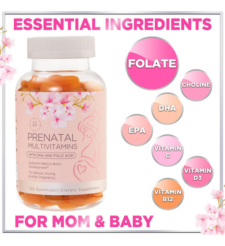 Pré-natais Para Mulheres Com Folato + Dha Para Gravidez E Su - Imagem 5