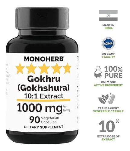 Monoherb Gokhru - Gokhshura - Extrato 1000 Mg - 90 Cápsulas - Imagem 2