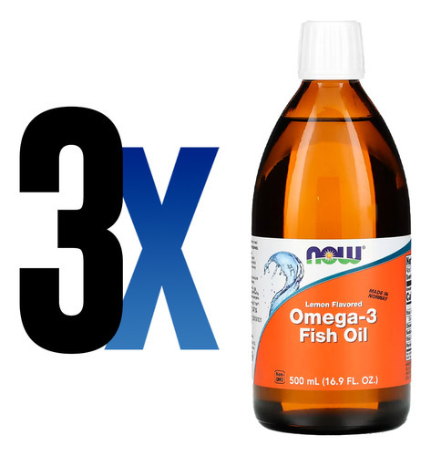 Ômega-3 Fish Oil Now Foods 500ml Sabor Limão Importado 3un - Imagem 2