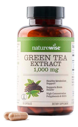 Cápsulas De Extrato De Chá Verde Naturewise 1000 Mg - 50% Eg
