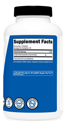 Suplemento Nutricost Creatina Monohidratada 3.000 Mg 180 Cáp - Imagem 5