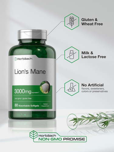 Suplemento Horbäach Lions Juba | 3000mg | 80 Cápsulas Softge - Imagem 5