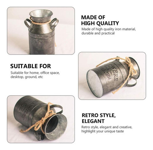 De Vaso Vintage Chique Antigo, Lata Leite Metal Galvaniza - Imagem 4