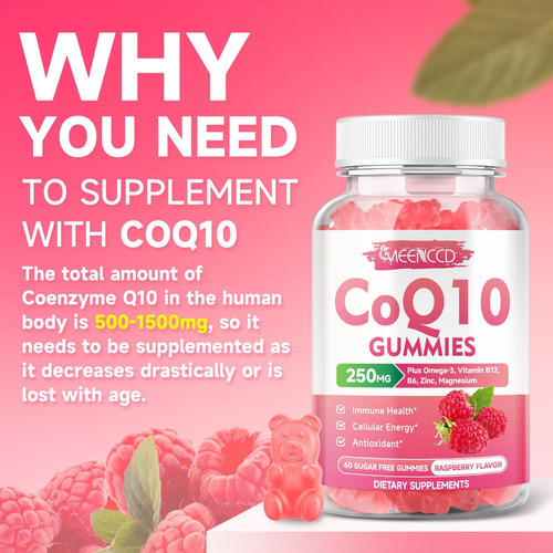 Coq10 Gummies Sem Açúcar 250mg, Suplementos De Coenzima Q10 - Imagem 5