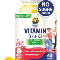 Sunny Sam Gomas De Vitamina D3 K2 Sem Açúcar 5000 Ui - Gomas