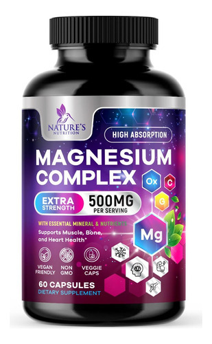 Complexo De Magnésio Suplemento 500mg - Alta Absorção Glicin
