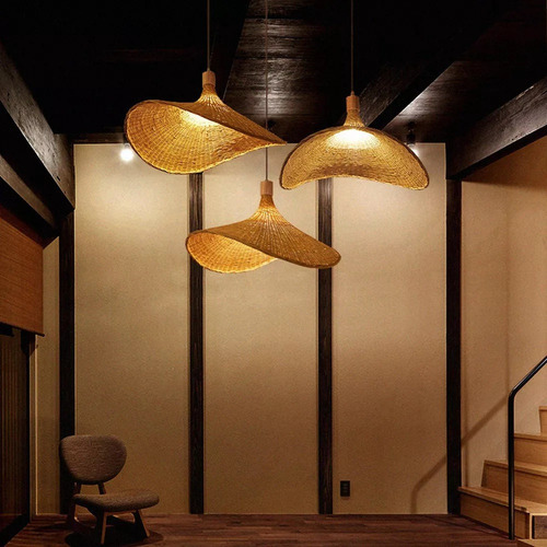 A Luminária De Teto Pendente Chapéu De Vime Lustre De 30 Cm - Imagem 7