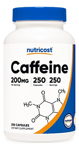 Comprimidos De Cafeína Nutricost 200 Mg/cápsulas (250 Cápsul