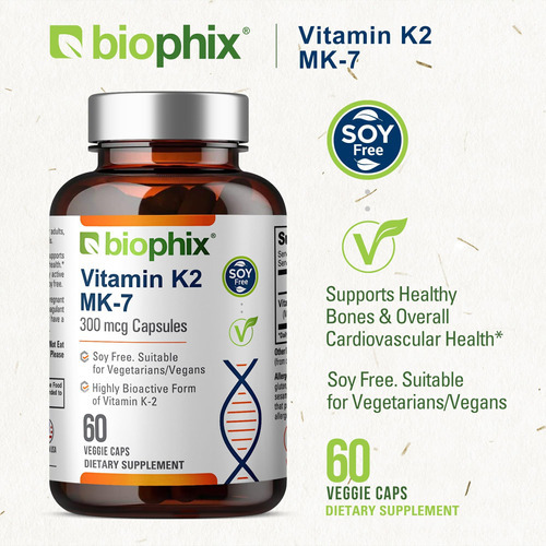 Biophix Vitamina K2 Mk-7-300 Mcg 60 Vcaps - Alta Potência Ap - Imagem 4