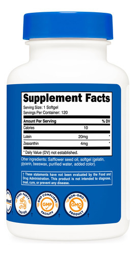Suplemento Nutricost Zeaxantina Com Luteína 20mg 120 Softgel - Imagem 5