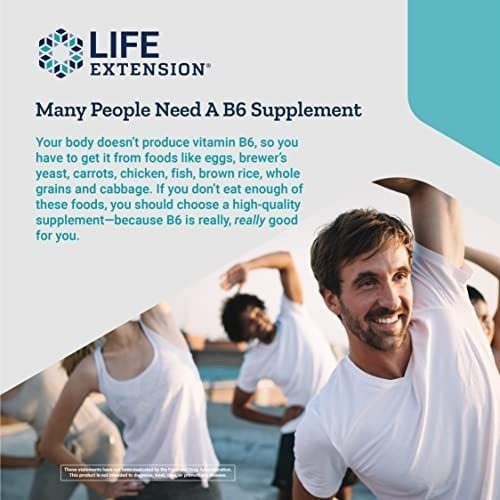 Life Extension Vitamina B6 250 Mg Suplemento De Glicose E A - Imagem 4