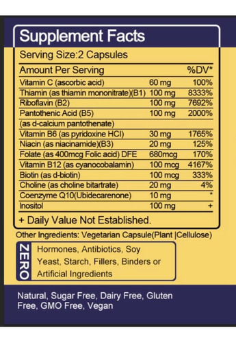 Complexo B De Vitamina De Força Máxima + Coq10 + Vitamina C - Imagem 2