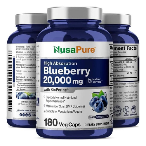 Nusapure Blueberry Concentrate 20.000mg - 180 Cápsulas De Pó - Imagem 3