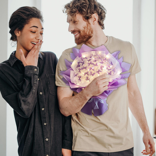 Novo Conjunto De Presente De Buquê De Flores De Borboletas D - Imagem 4