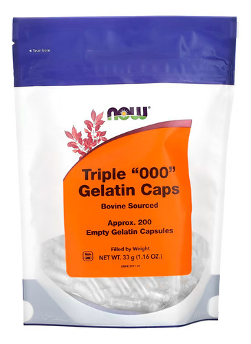 Cápsulas Vazias Now Foods Triplo "000" 200caps Cor Transparente