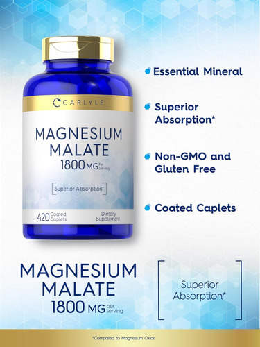 Malato De Magnésio Carlyle 1800mg | 420 Cápsulas Revestidas - Imagem 4