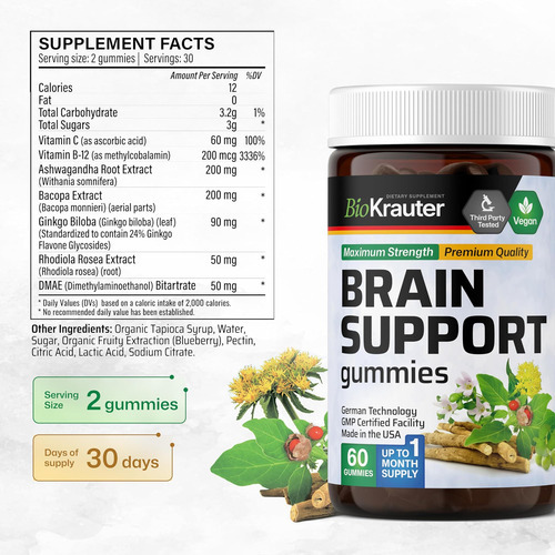 Gomas De Suporte Cerebral Bio Krauter - Suplemento Cerebral - Imagem 3
