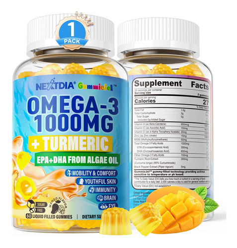 Gomas Veganas De Ômega-3 1000 Mg + Cúrcuma - Alternativa De