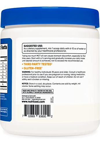 Óleo Mct Em Pó Nutricost Premium 227g Keto Cetose Cetogênica - Imagem 3