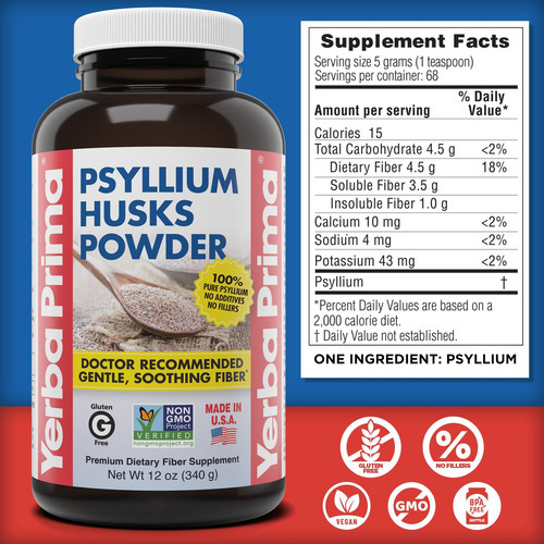 Cascas De Yerba Prima Psyllium Em Pó 12 Onças - Suplemento D - Imagem 4
