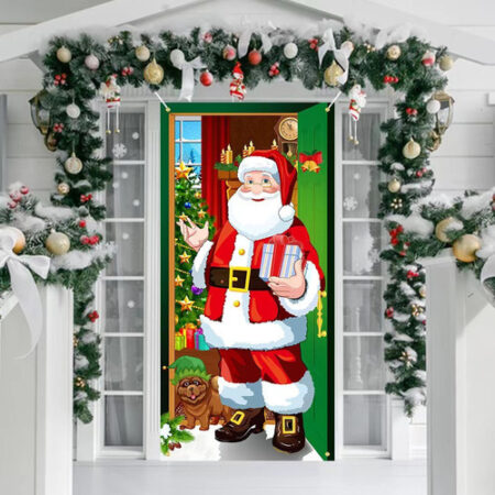 Decorações De Capa De Porta De Natal Banner De Porta De Papa - Imagem 4