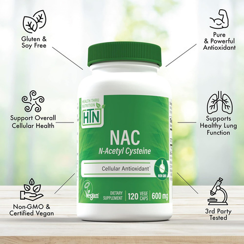 Health Thru Nutrition Nac N-acetil-cisteína 600mg 120 Cápsul - Imagem 3